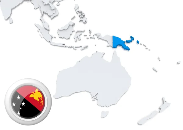Mapa Papui Nowej Gwinei z flagą narodową — Zdjęcie stockowe
