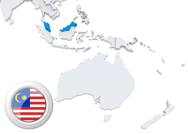 Map of Malaysia with national flag — Stock Photo, Image