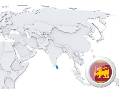 Asya Haritası üzerinde Sri lanka