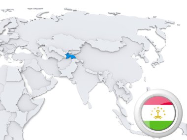 Asya Haritası üzerinde Tacikistan