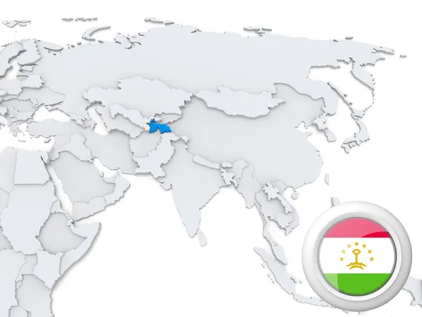 Tajikistan kartalla Aasia — kuvapankkivalokuva