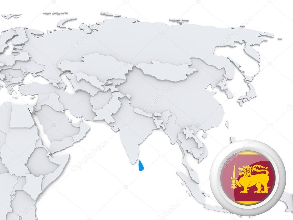 Sri lanka on map of Asia — Stock Photo © kerdazz7 #31333713