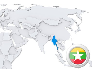 Burma üzerinde Asya Haritası