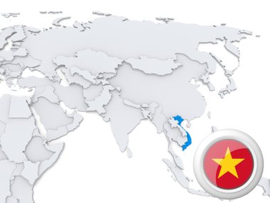 Vietnam üzerinde Asya Haritası