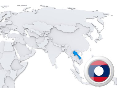Asya Haritası üzerinde Laos