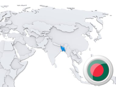 Bangladesh Asya Haritası üzerinde