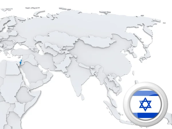 以色列在亚洲地图上 — 图库照片