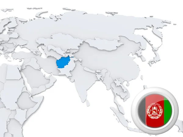 阿富汗在亚洲地图上 — 图库照片