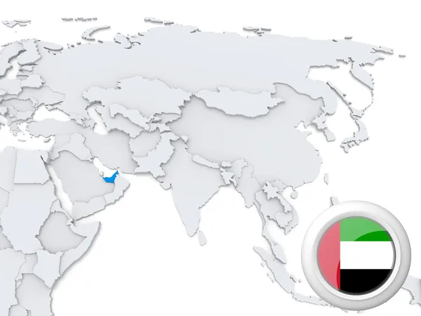 United Arab Emirates on map of Asia — Stock Photo, Image