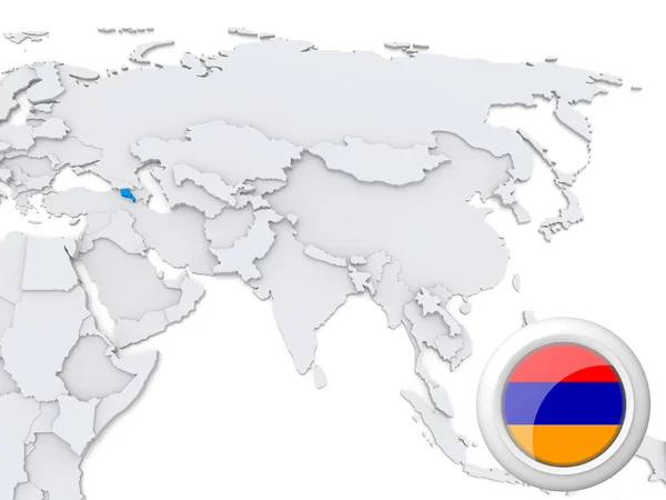 亚美尼亚在亚洲地图上 — 图库照片
