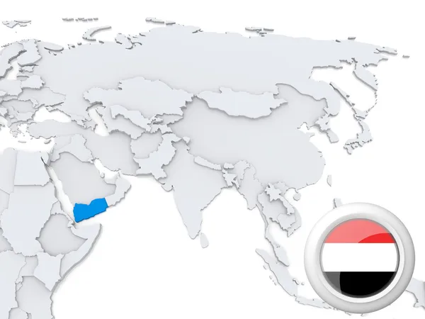 Yemen on map of Asia — Stock Photo, Image