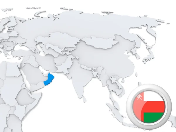 Omán en el mapa de Asia —  Fotos de Stock