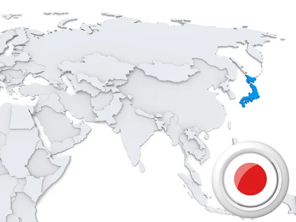 日本在亚洲地图上 — 图库照片