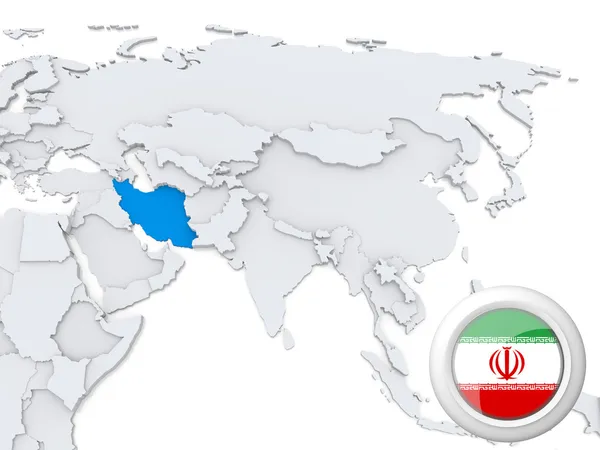 Iran auf der Karte von Asien — Stockfoto