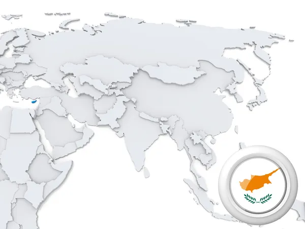 塞浦路斯在亚洲地图上 — 图库照片