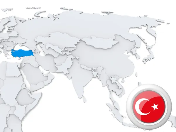Tyrkiet på kort over Asien - Stock-foto