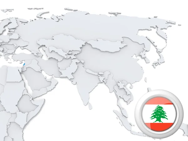 Líbano no mapa de Ásia — Fotografia de Stock