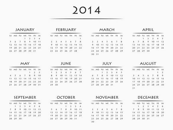 Calendário do ano de 2014 — Fotografia de Stock