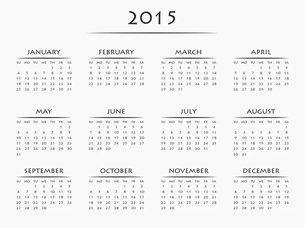 Calendar for year 2015 — Stock Photo, Image