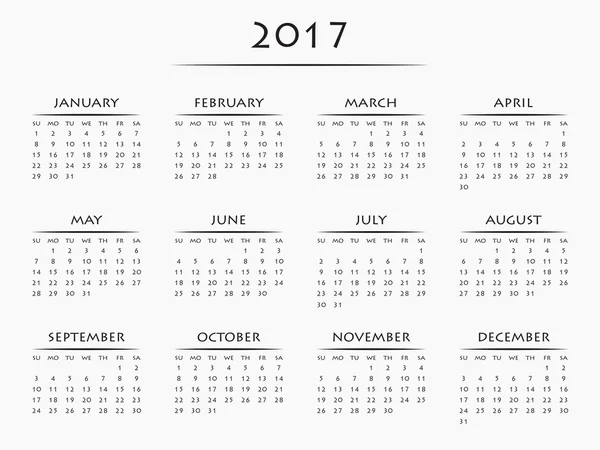 Calendario del año 2017 —  Fotos de Stock