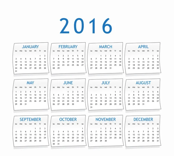 Calendario per l'anno 2016 — Foto Stock