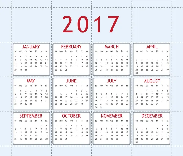 Calendar for year 2017 — Stock Photo, Image