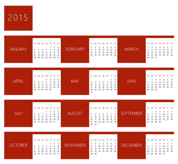 到 2015 年的日历 — 图库照片