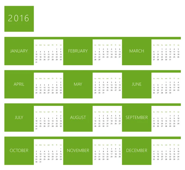 Calendario per l'anno 2016 — Foto Stock