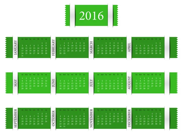 Calendário para o ano 2016 — Fotografia de Stock