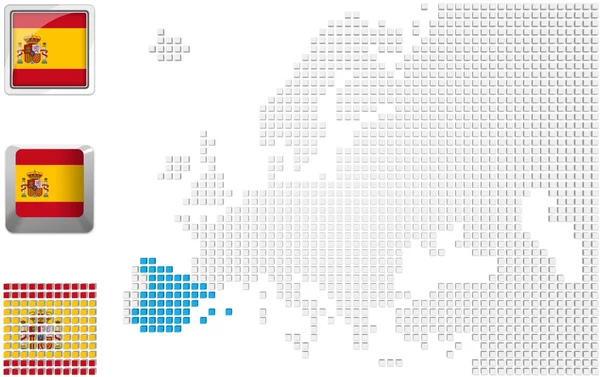 Spanje op kaart van Europa — Stockfoto