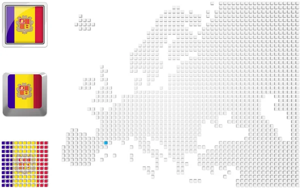 Andorra na mapě Evropy — Stock fotografie