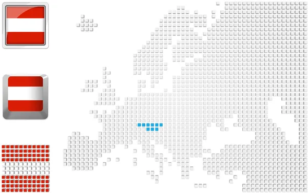 Austria en el mapa de Europa —  Fotos de Stock