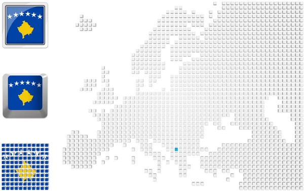 Kosovo na mapě Evropy — Stock fotografie