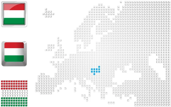 Hungría en el mapa de Europa —  Fotos de Stock