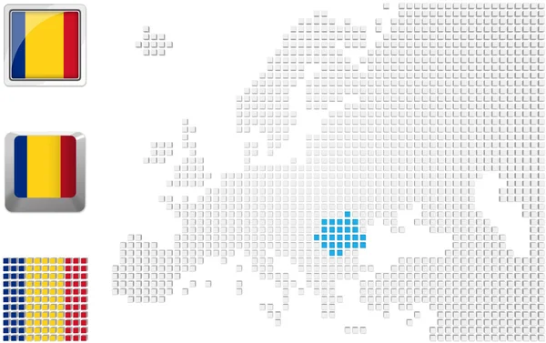 Rumania en el mapa de Europa —  Fotos de Stock