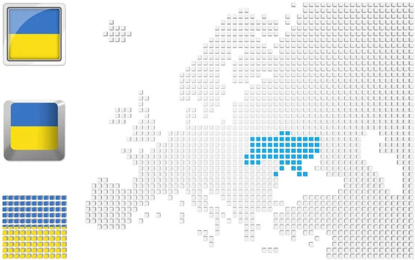 乌克兰在欧洲的地图上 — 图库照片