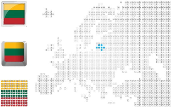 Lituania en el mapa de Europa —  Fotos de Stock