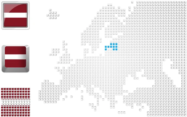 Letonia en el mapa de Europa —  Fotos de Stock