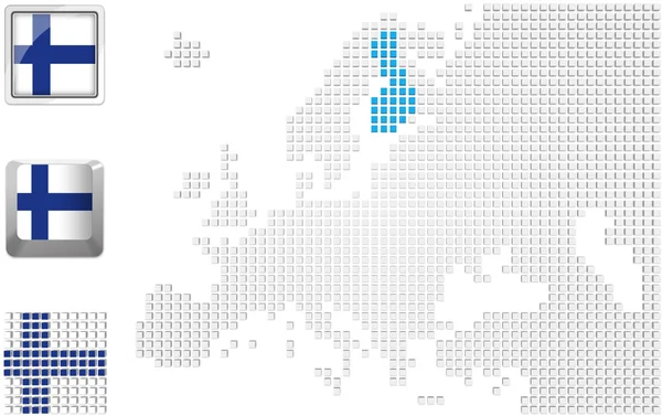 芬兰在欧洲的地图上 — 图库照片