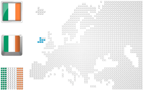 Irland auf der Karte von Europa — Stockfoto