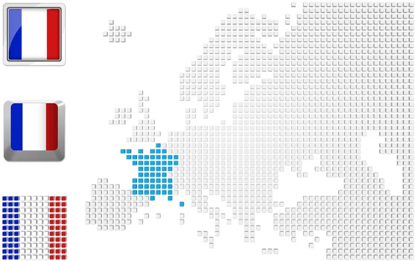 Frankreich auf der Karte von Europa — Stockfoto