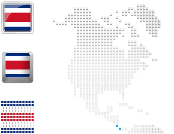 Costa rica på karta över Nordamerika — Stockfoto