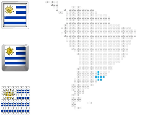 Uruguay en el mapa de América del Sur —  Fotos de Stock