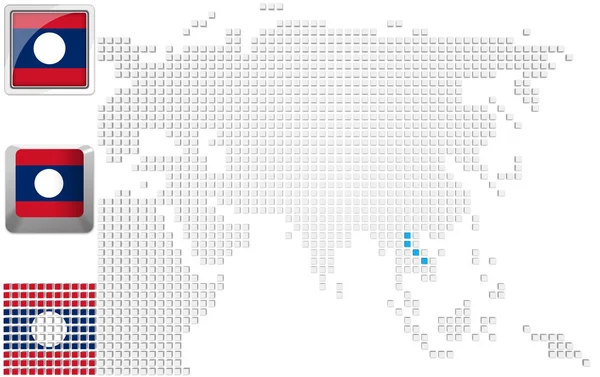 老挝在亚洲地图上 — 图库照片