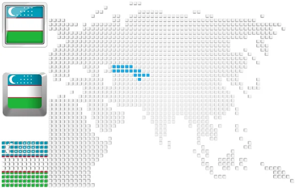 Uzbequistão no mapa da Ásia — Fotografia de Stock