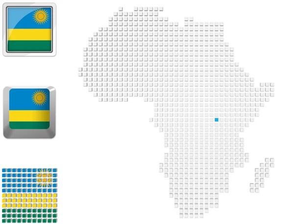 Rwanda na mapě Afriky — Stock fotografie