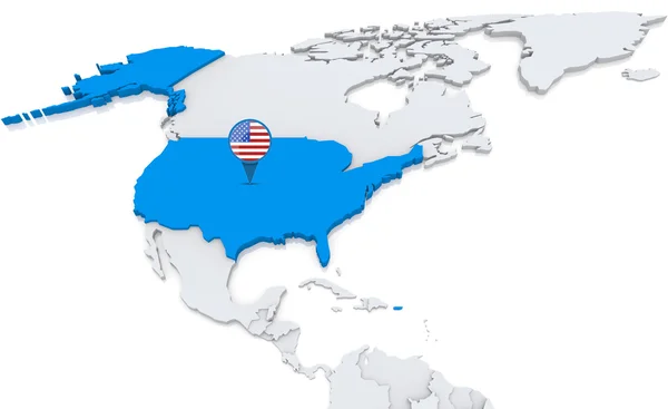 USA on a map of North America — Stock Photo, Image