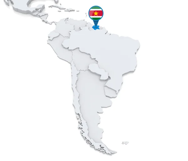 Suriname on a map of South America — Stock Photo, Image