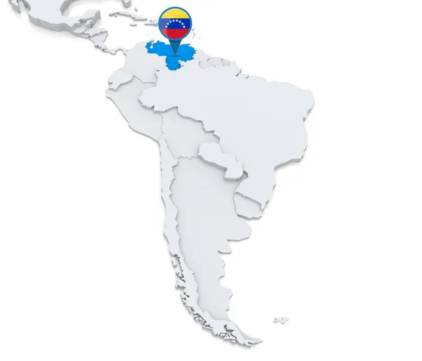 Venezuela på en karta över Sydamerika — Stockfoto