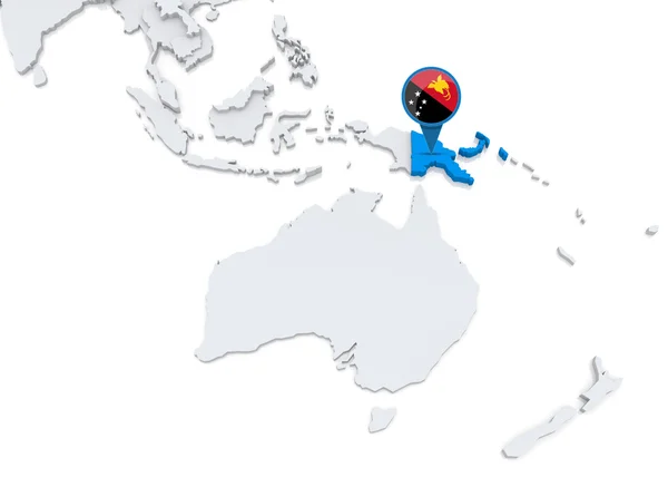 Papua-Nowa Gwinea na mapie miasta oceania — Zdjęcie stockowe